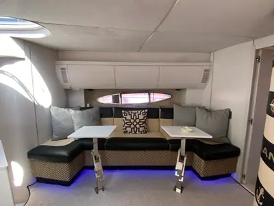 Salon of Lia, a Azimut Atlantis 55 motor yacht at Pallini, Greece