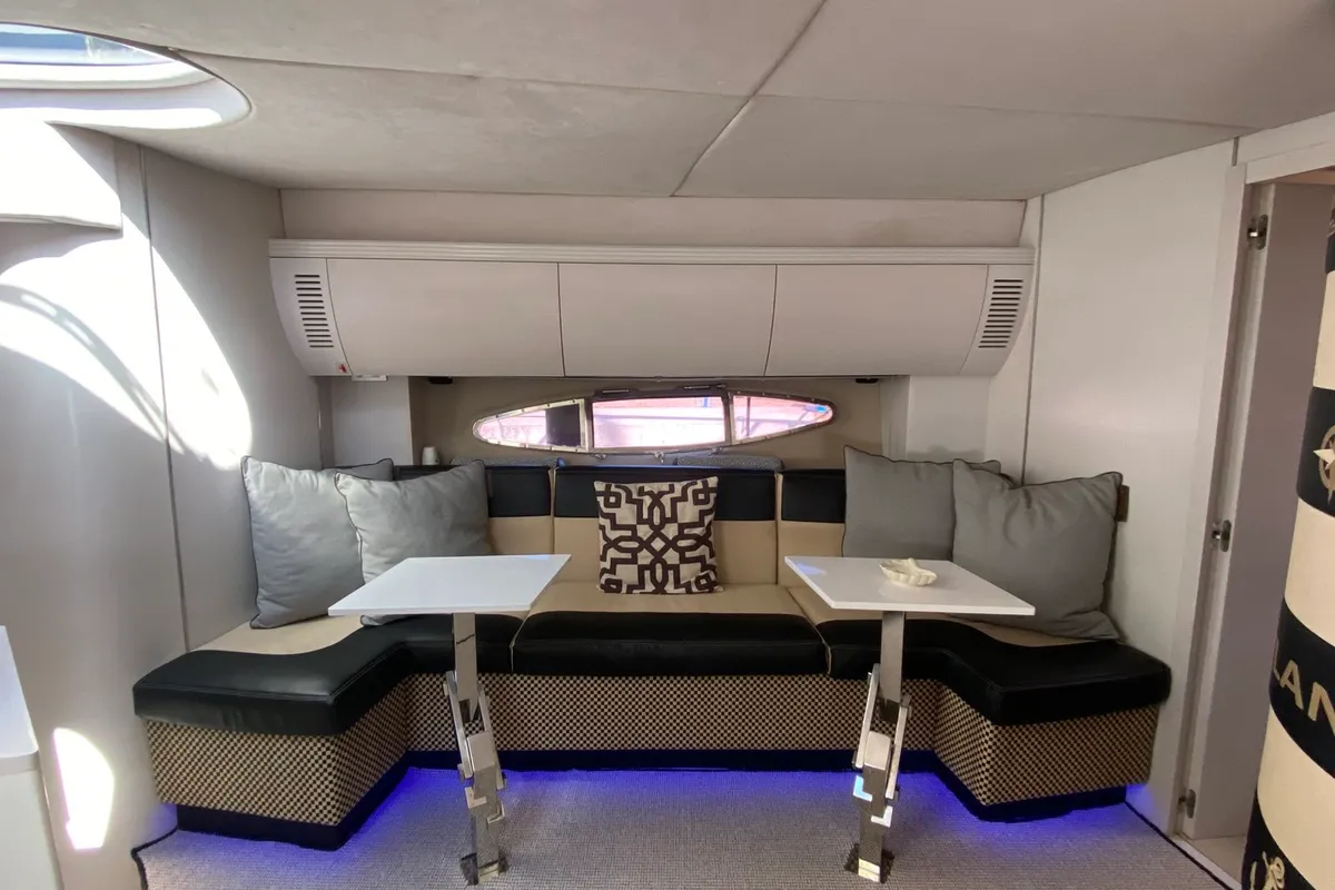 Salon of Lia, a Azimut Atlantis 55 motor yacht at Pallini, Greece