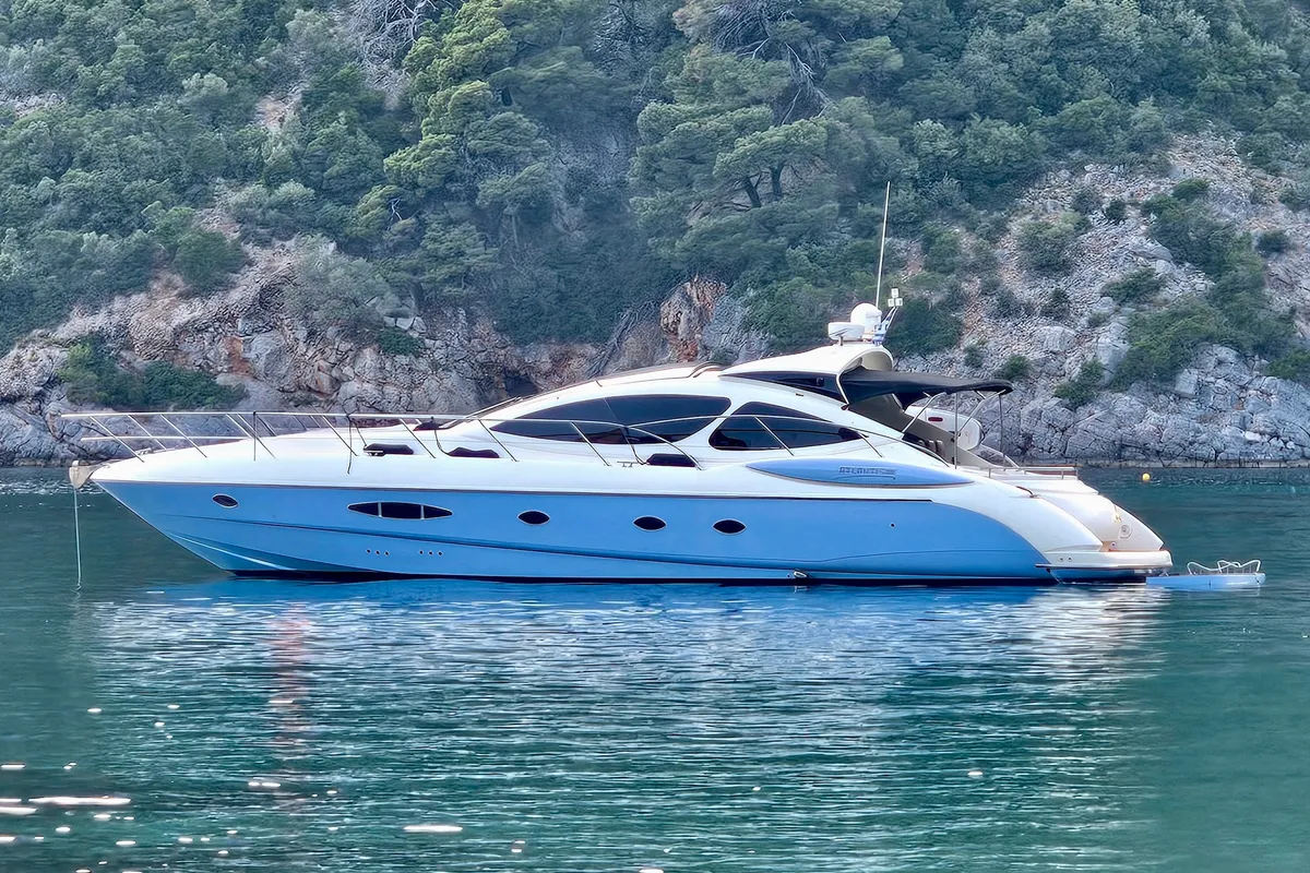 Exterior view of Lia, a Azimut Atlantis 55 motor yacht at Pallini, Greece