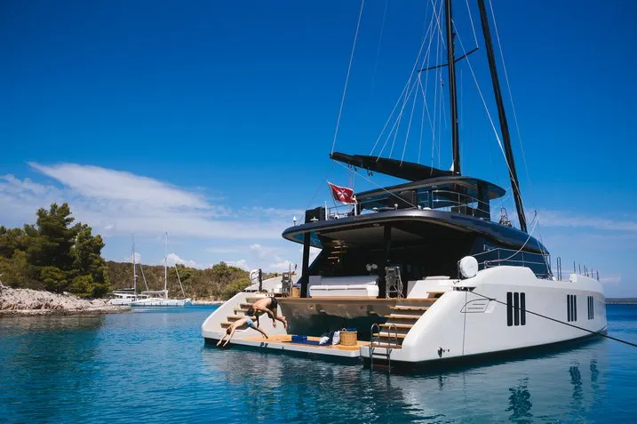 Exterior view of Sunreef 70, a catamaran at Kaštela, Croatia