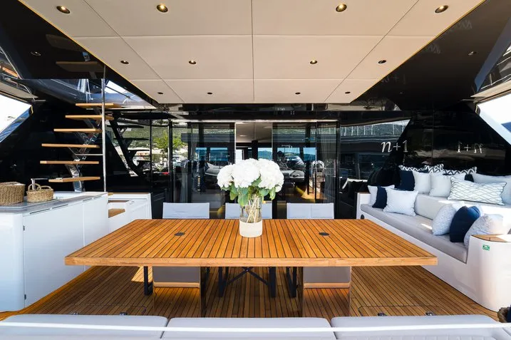 Deck of Sunreef 70, a catamaran at Kaštela, Croatia