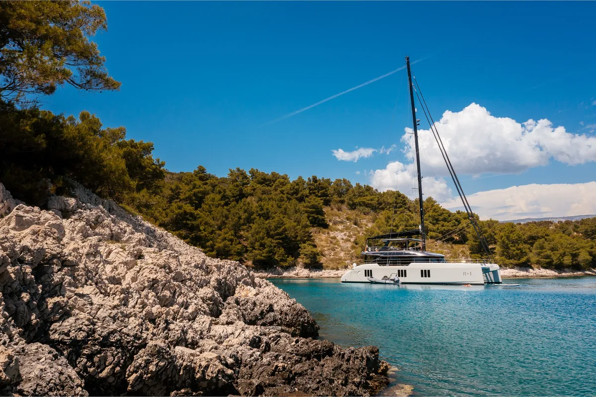 Exterior view of Sunreef 70, a catamaran at Kaštela, Croatia