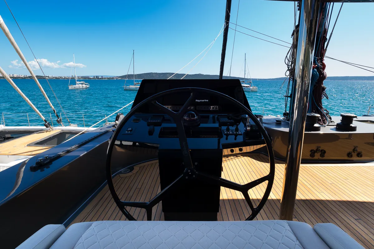 Cockpit of Sunreef 70, a catamaran at Kaštela, Croatia
