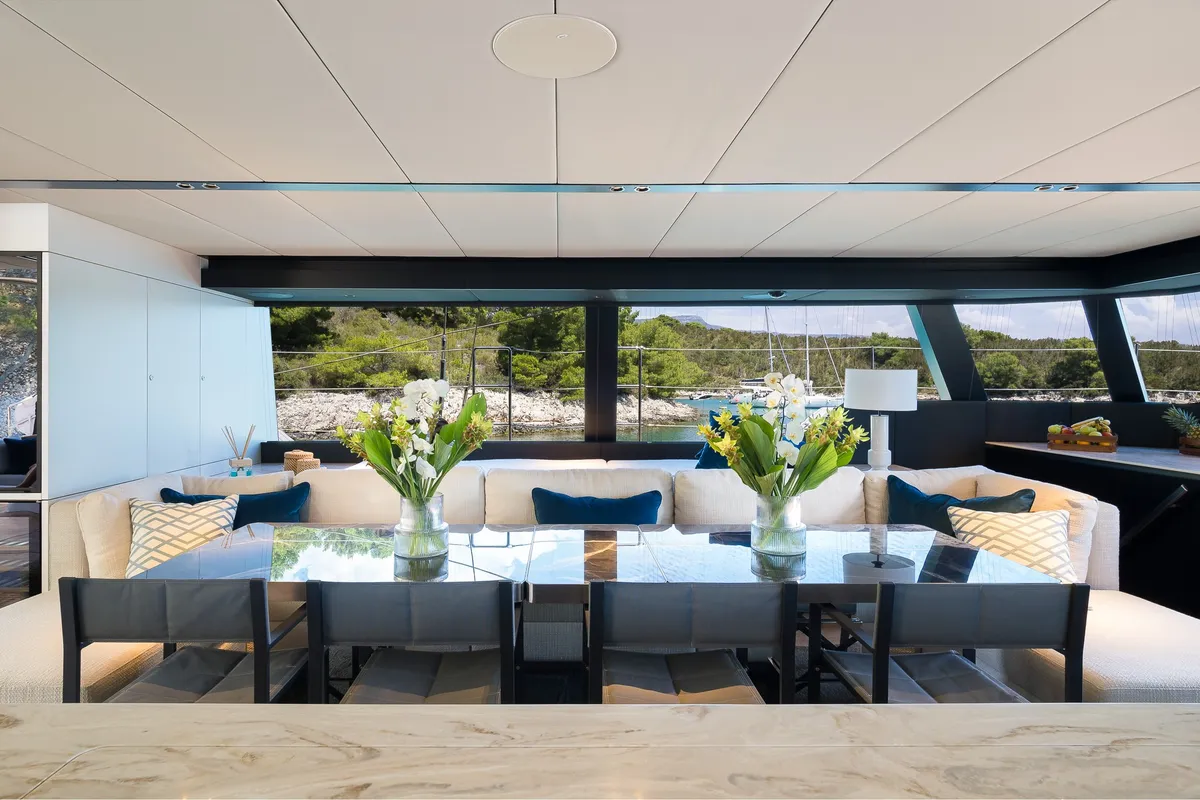 Salon of Sunreef 70, a catamaran at Kaštela, Croatia