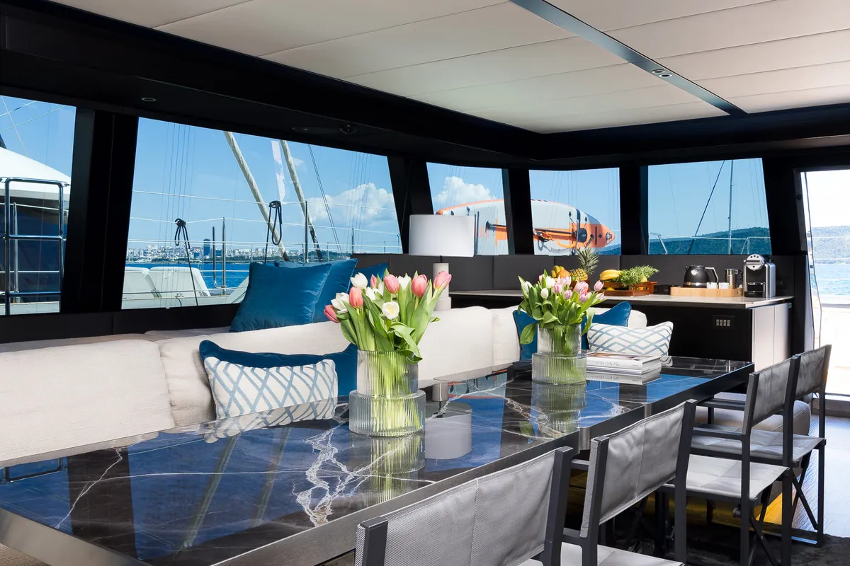Salon of Sunreef 70, a catamaran at Kaštela, Croatia