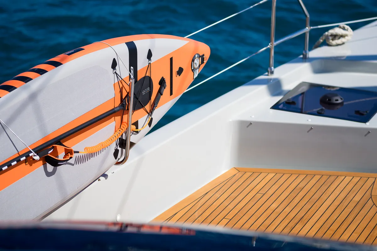 Deck of Sunreef 70, a catamaran at Kaštela, Croatia