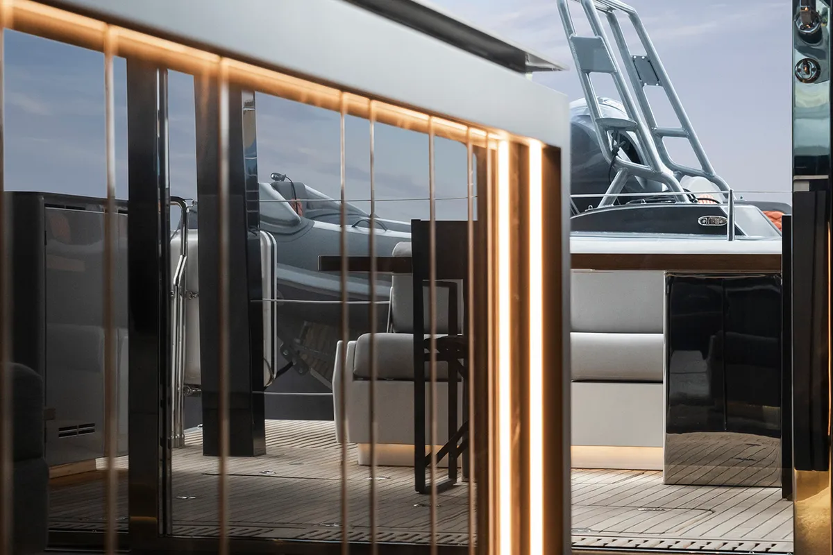 Deck of Sunreef 70, a catamaran at Kaštela, Croatia
