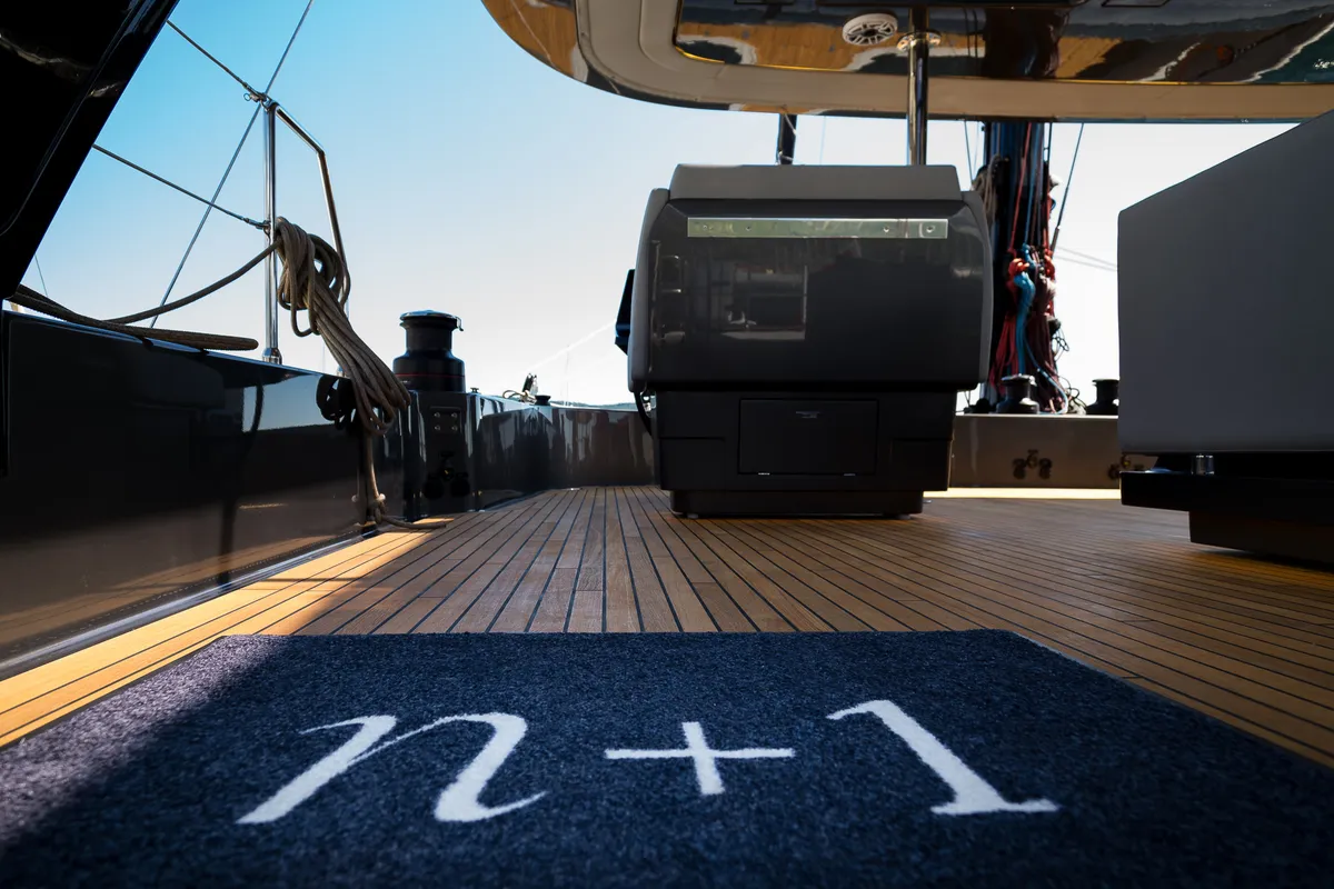 Deck of Sunreef 70, a catamaran at Kaštela, Croatia