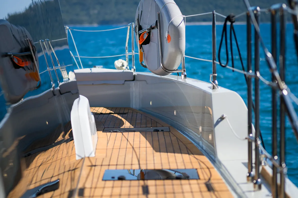 Deck of Sunreef 70, a catamaran at Kaštela, Croatia