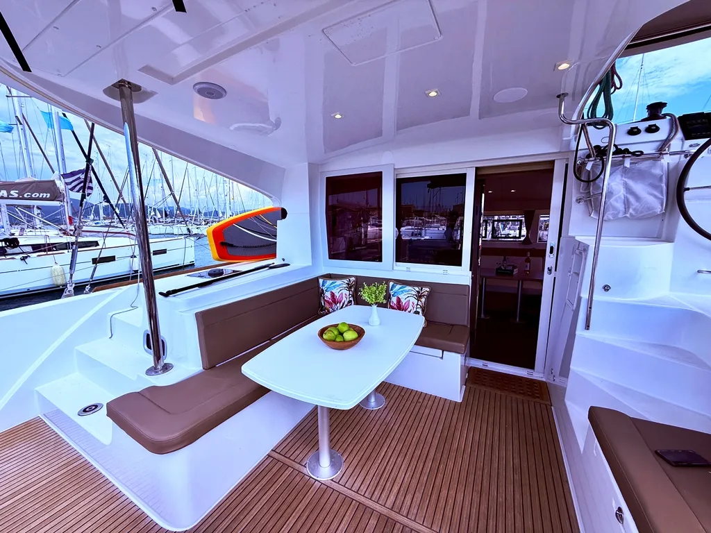 Deck of Blue Horizon, a Lagoon 40 catamaran at Municipal Unit of Ellomenos, Greece