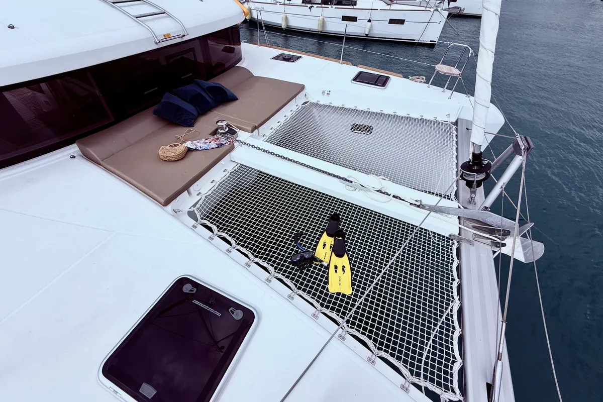 Deck of Blue Horizon, a Lagoon 40 catamaran at Municipal Unit of Ellomenos, Greece