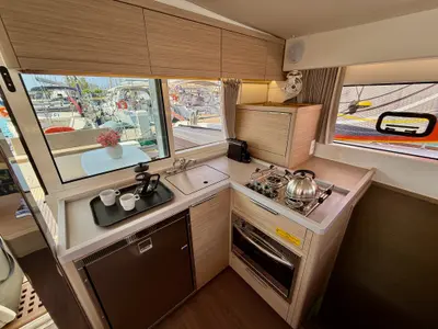 Galley of Blue Horizon, a Lagoon 40 catamaran at Municipal Unit of Ellomenos, Greece