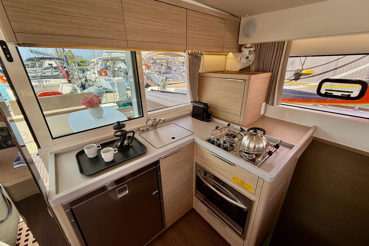 Galley of Blue Horizon, a Lagoon 40 catamaran at Municipal Unit of Ellomenos, Greece