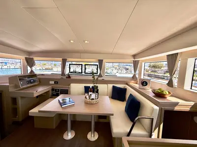 Salon of Blue Horizon, a Lagoon 40 catamaran at Municipal Unit of Ellomenos, Greece
