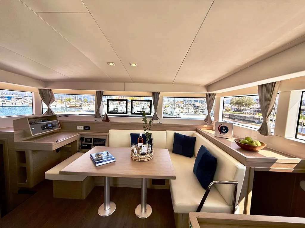 Salon of Blue Horizon, a Lagoon 40 catamaran at Municipal Unit of Ellomenos, Greece