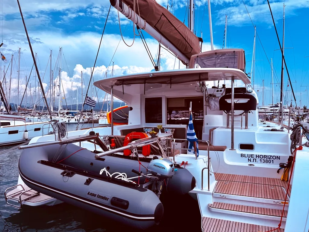 Exterior view of Blue Horizon, a Lagoon 40 catamaran at Municipal Unit of Ellomenos, Greece