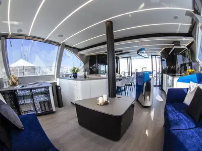 Salon of Wave, a Wave 50 catamaran at Olbia, Italy