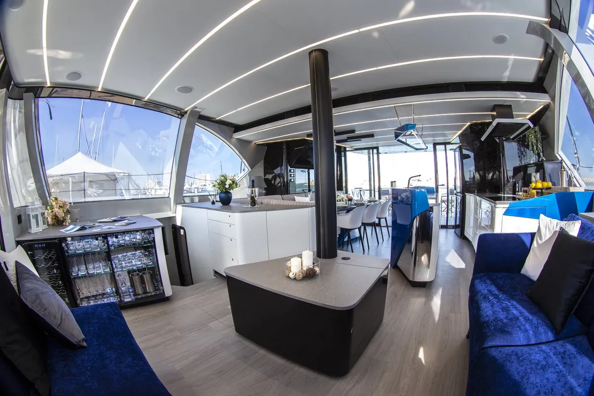 Salon of Wave, a Wave 50 catamaran at Olbia, Italy