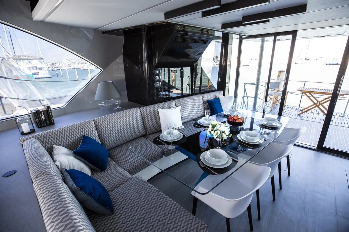 Salon of Wave, a Wave 50 catamaran at Olbia, Italy