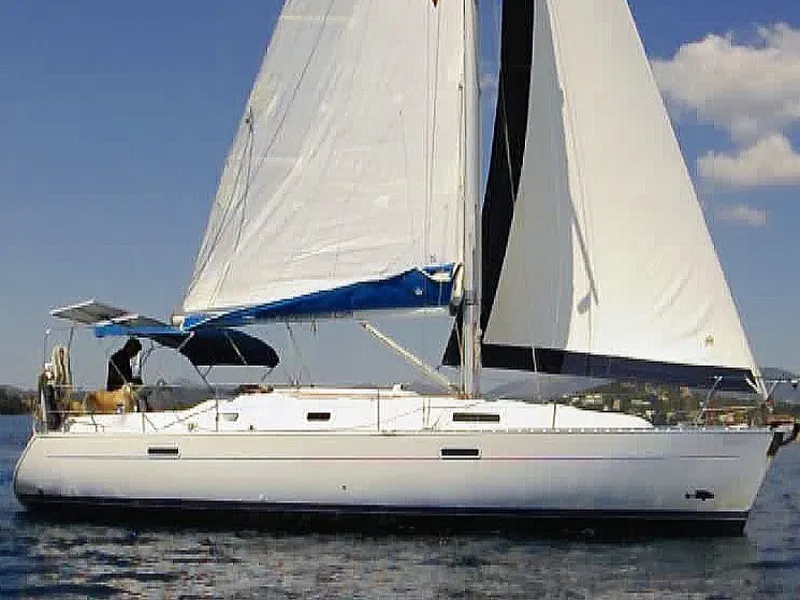 Exterior view of Romantika, a Beneteau Oceanis 331 sailboat at Kontokali, Greece