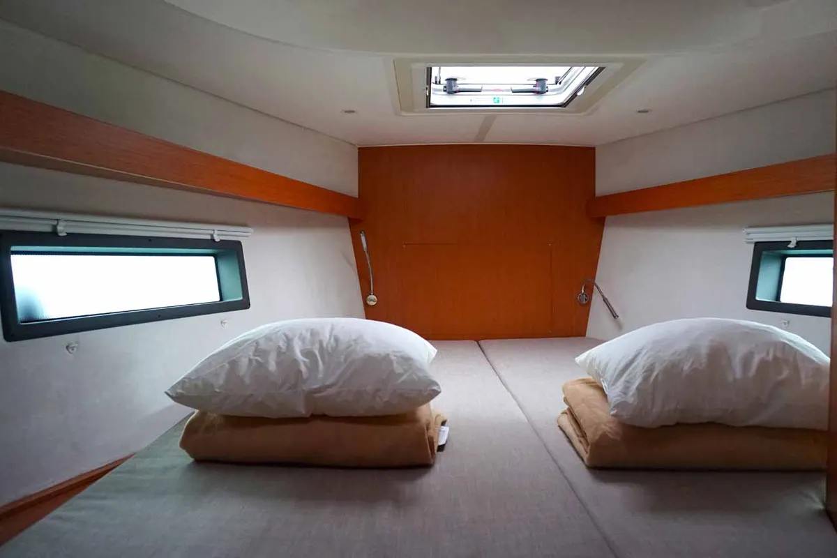 Cabin on Alexis, a Bavaria C42 sailboat at Kontokali, Greece
