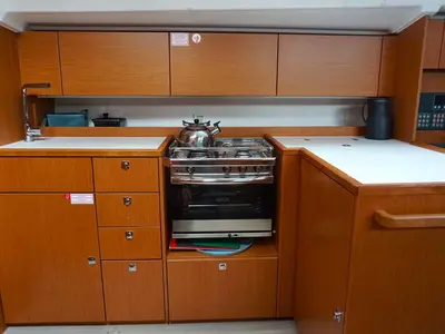 Galley of Alexis, a Bavaria C42 sailboat at Kontokali, Greece