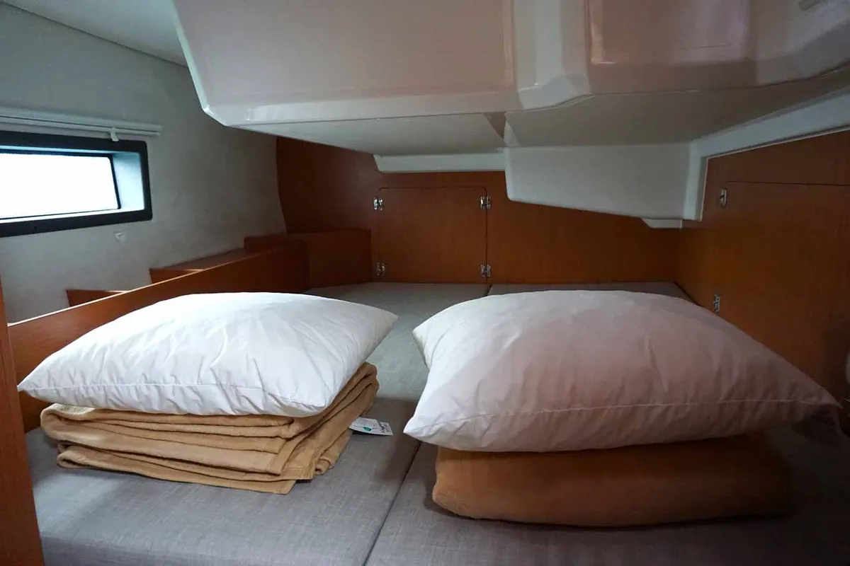 Cabin on Alexis, a Bavaria C42 sailboat at Kontokali, Greece