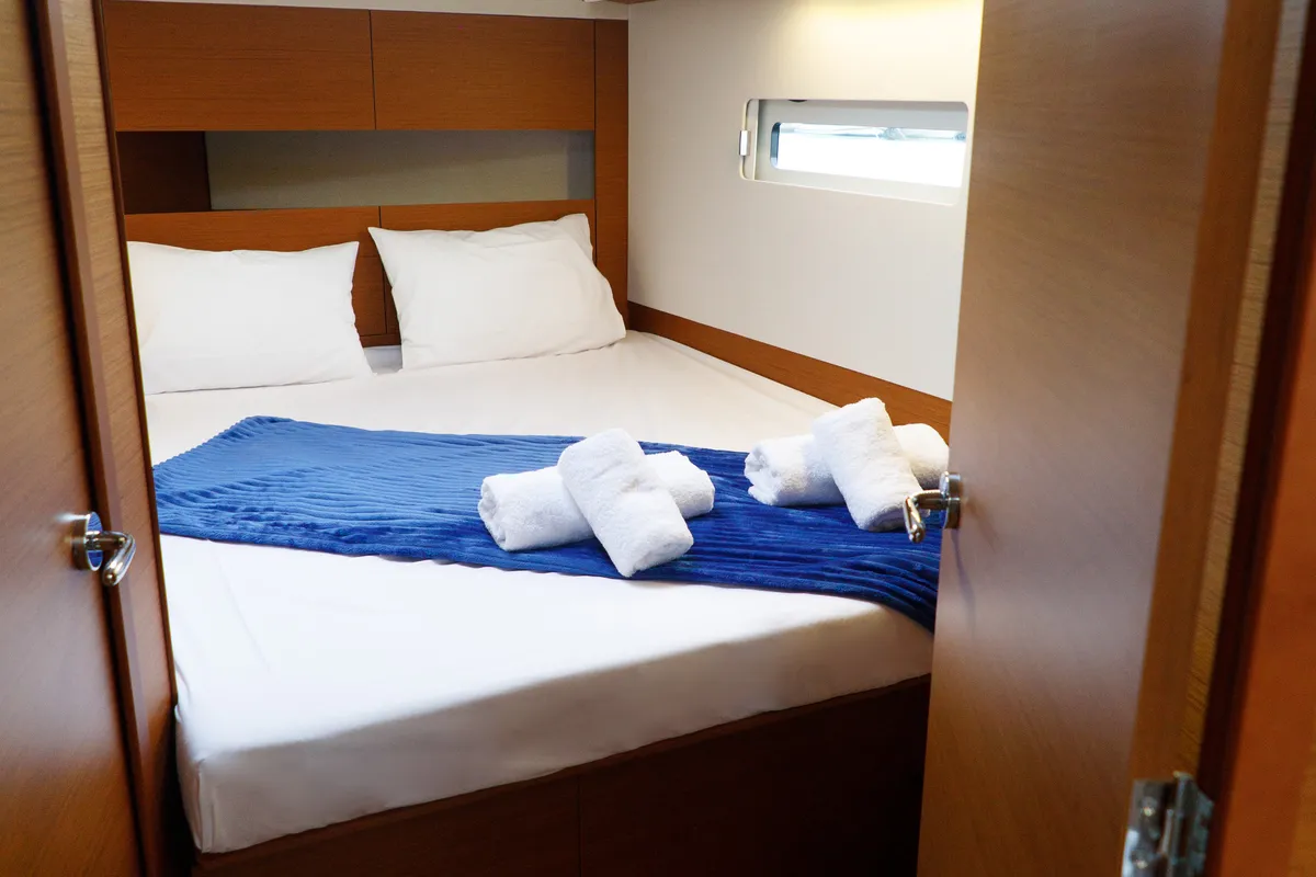 Cabin on Aquamarine, a Jeanneau Sun Odyssey 410 sailboat at Municipal Unit of Lefkada, Greece