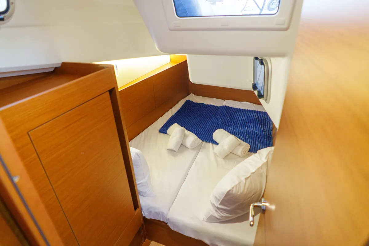 Cabin on Aquamarine, a Jeanneau Sun Odyssey 410 sailboat at Municipal Unit of Lefkada, Greece