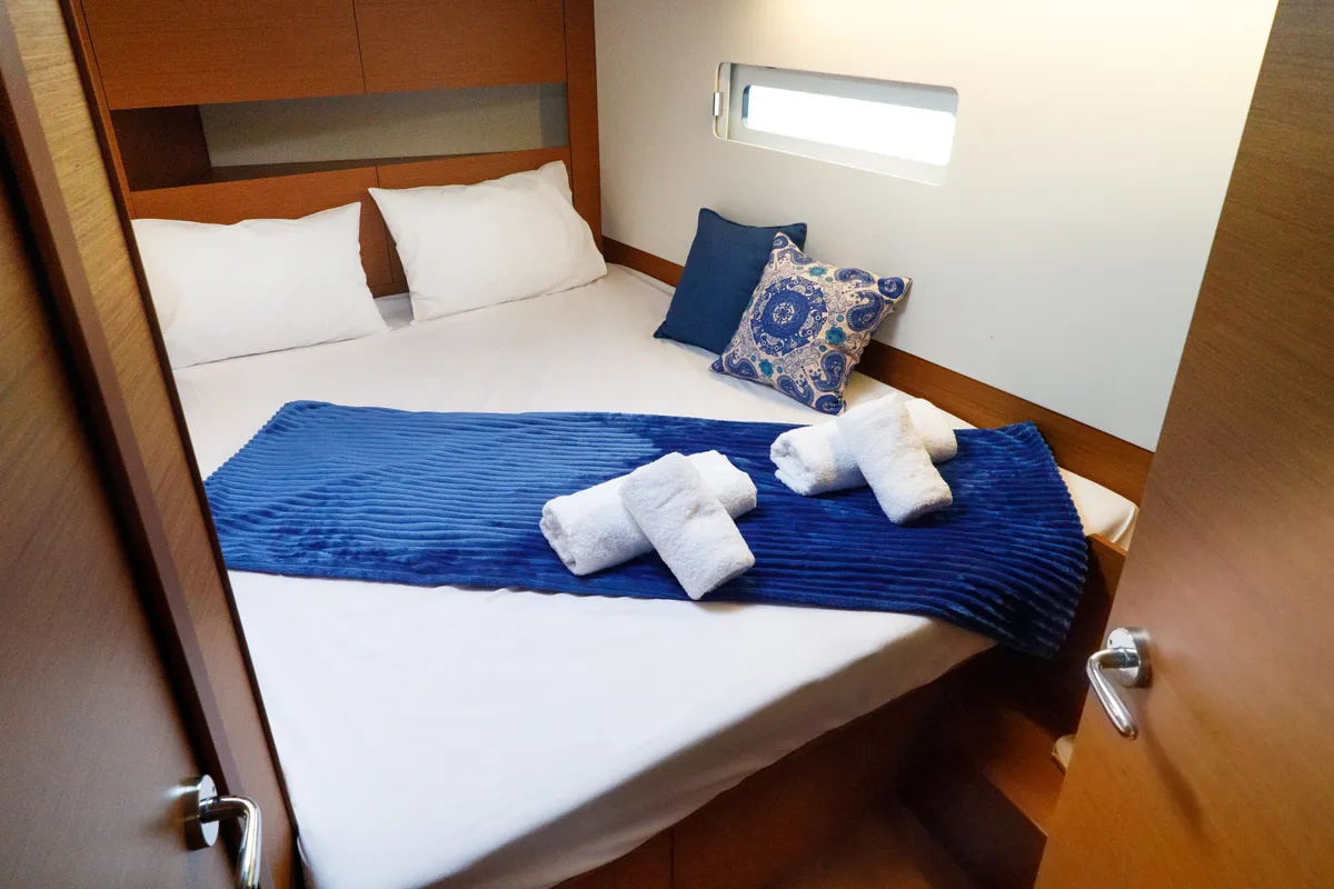 Cabin on Aquamarine, a Jeanneau Sun Odyssey 410 sailboat at Municipal Unit of Lefkada, Greece