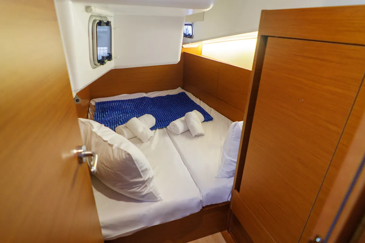 Cabin on Aquamarine, a Jeanneau Sun Odyssey 410 sailboat at Municipal Unit of Lefkada, Greece
