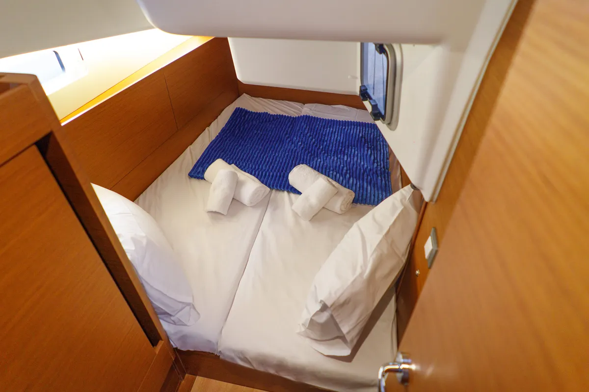 Cabin on Aquamarine, a Jeanneau Sun Odyssey 410 sailboat at Municipal Unit of Lefkada, Greece