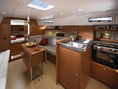 Salon of Sea Star, a Bavaria 32 Cruiser sailboat at Primošten, Croatia