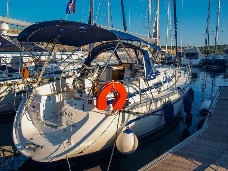 Exterior view of Sea Star, a Bavaria 32 Cruiser sailboat at Primošten, Croatia