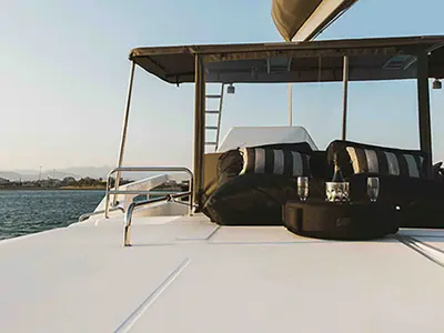 Deck of Blue Horizon, a Dufour 48 Catamaran catamaran at Preveza, Greece