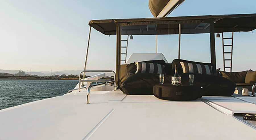 Deck of Blue Horizon, a Dufour 48 Catamaran catamaran at Preveza, Greece