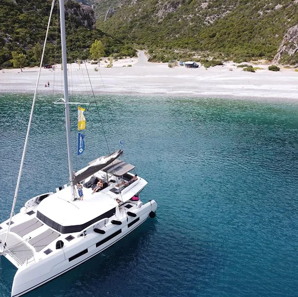 Exterior view of Blue Horizon, a Dufour 48 Catamaran catamaran at Preveza, Greece