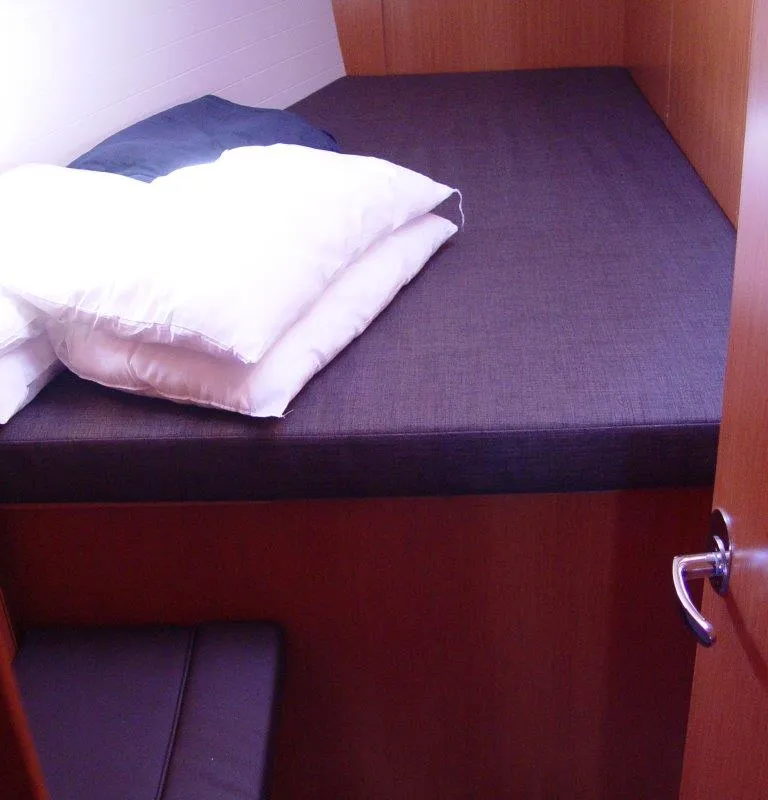 Cabin on Fenice, a Bavaria Cruiser 46 sailboat at Olbia, Italy