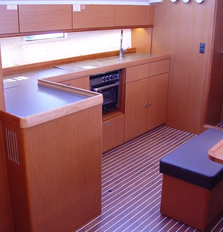 Galley of Fenice, a Bavaria Cruiser 46 sailboat at Olbia, Italy