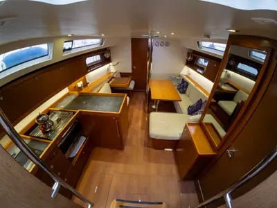 Salon of Comfort, a Beneteau Oceanis 41 sailboat at Fethiye, Turkey