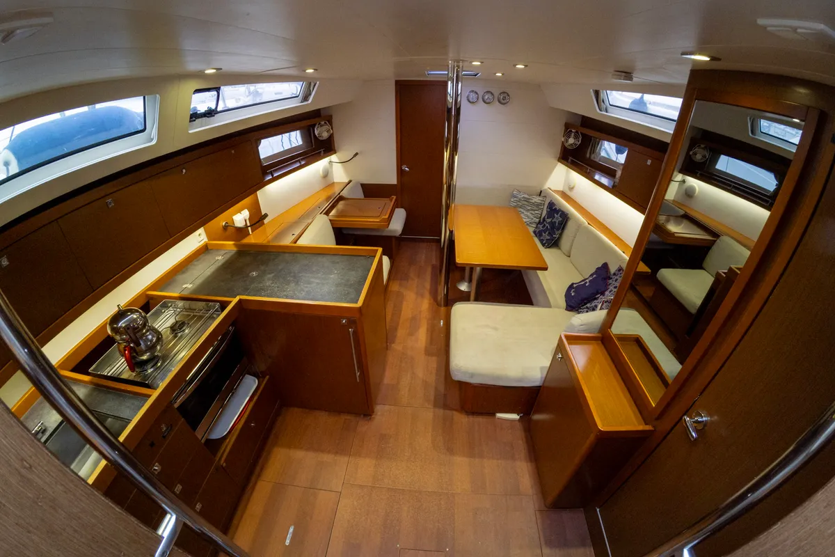 Salon of Comfort, a Beneteau Oceanis 41 sailboat at Fethiye, Turkey