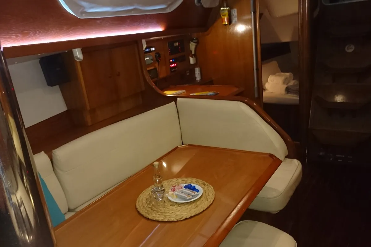 Salon of Pythagoras, a Jeanneau Sun Odyssey 36.2 sailboat at Piraeus, Greece