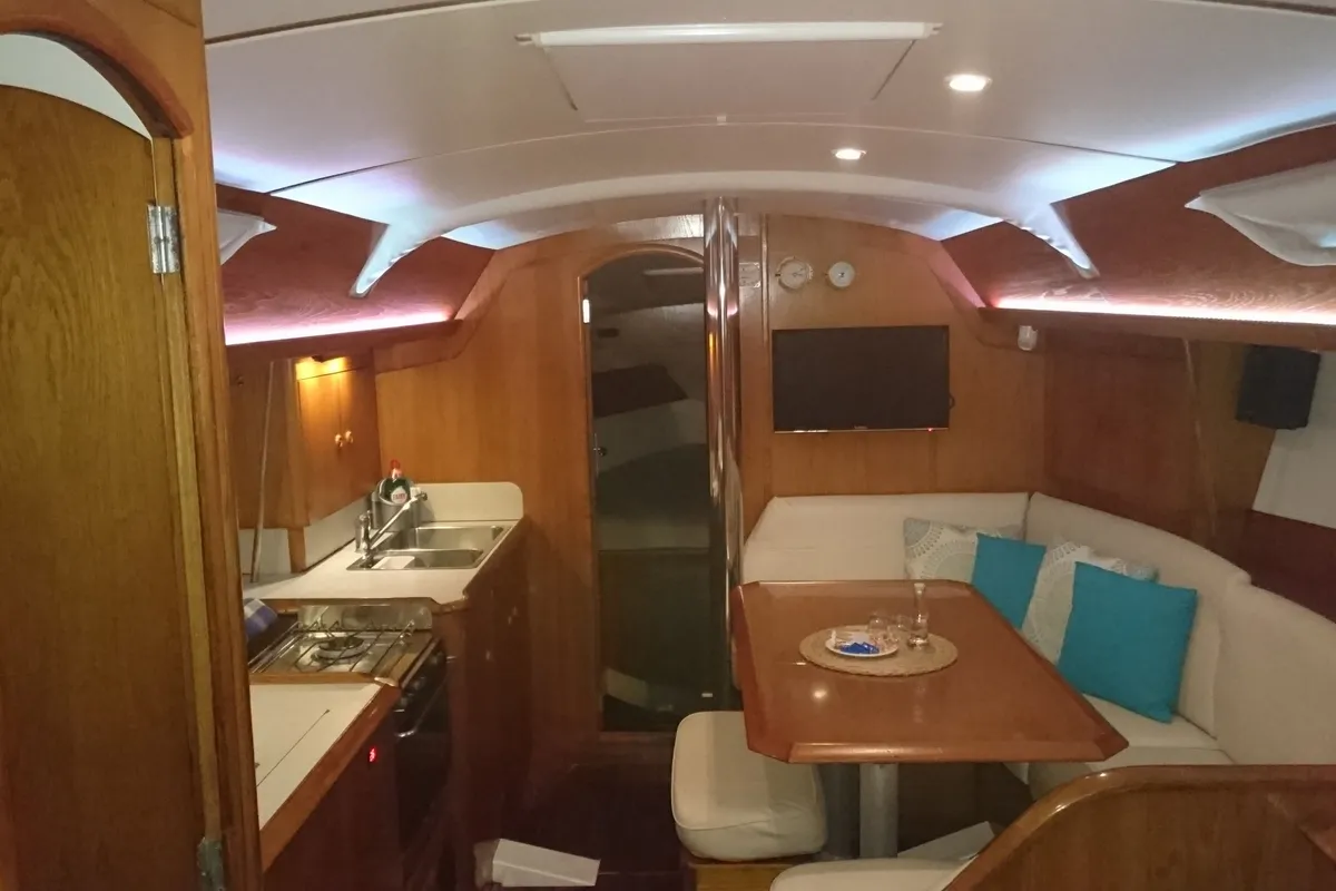 Salon of Pythagoras, a Jeanneau Sun Odyssey 36.2 sailboat at Piraeus, Greece