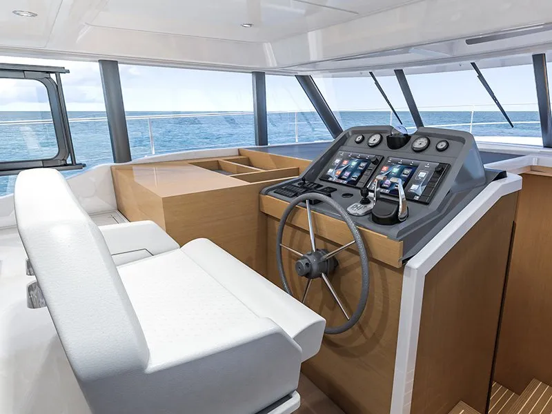 Cockpit of Ocean Dreamer, a Beneteau Swift Trawler 47 motor yacht at Grad Šibenik, Croatia