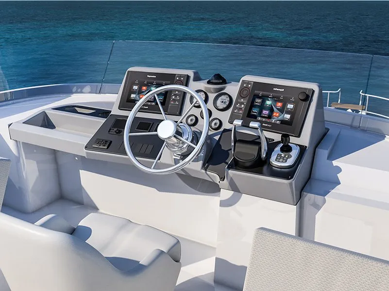 Cockpit of Ocean Dreamer, a Beneteau Swift Trawler 47 motor yacht at Grad Šibenik, Croatia