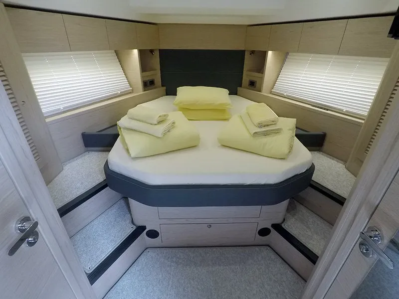Cabin on Ocean Dreamer, a Beneteau Swift Trawler 47 motor yacht at Grad Šibenik, Croatia