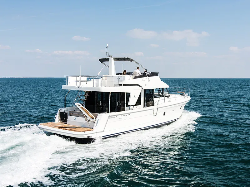 Exterior view of Ocean Dreamer, a Beneteau Swift Trawler 47 motor yacht at Grad Šibenik, Croatia