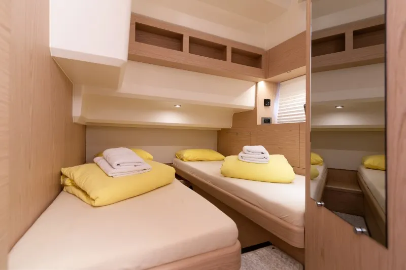 Cabin on Ocean Dreamer, a Beneteau Swift Trawler 47 motor yacht at Grad Šibenik, Croatia