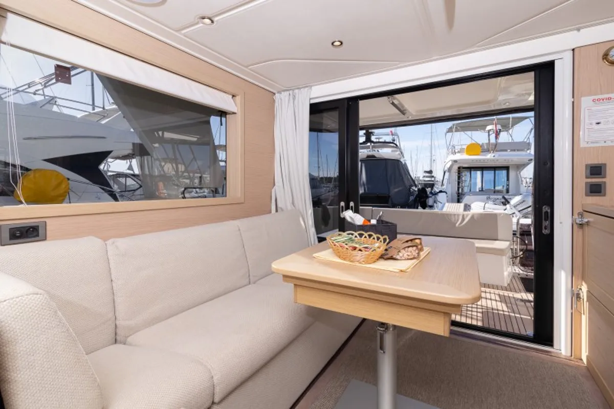 Salon of Ocean Dreamer, a Beneteau Swift Trawler 47 motor yacht at Grad Šibenik, Croatia