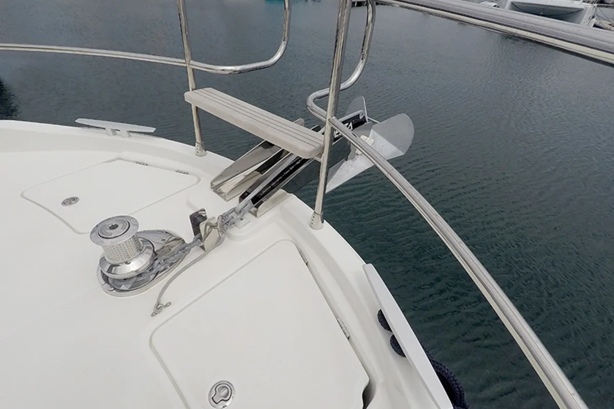 Deck of Ocean Dreamer, a Beneteau Swift Trawler 47 motor yacht at Grad Šibenik, Croatia
